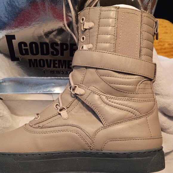 NWB/GODSPEED MOVEMENT1/Ultra High Top, Khaki, Leather Combat Boots, Men Size 9.5